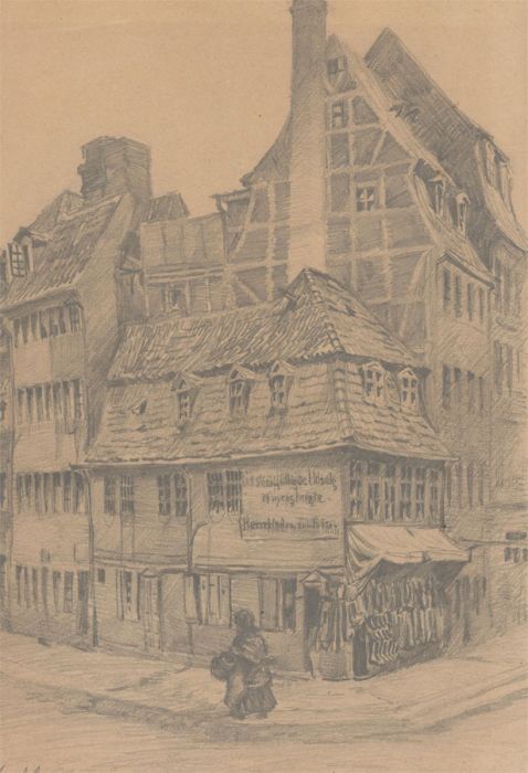 L. Alfred - Early 20th Century Graphite Drawing, Continental Street Scene