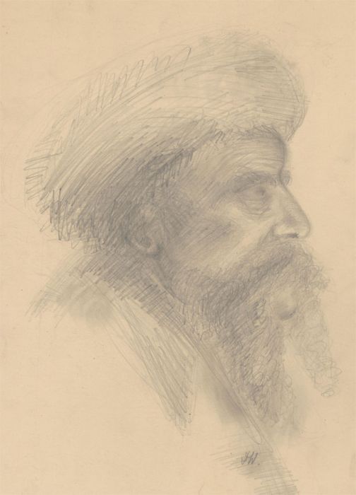 Double Sided Mid 20th Century Graphite Drawing - Side Profile study of a Man