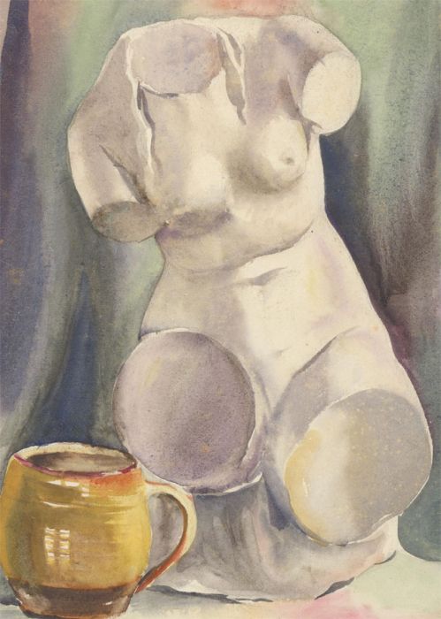 Mid 20th Century Watercolour - Sculptural Still Life Study