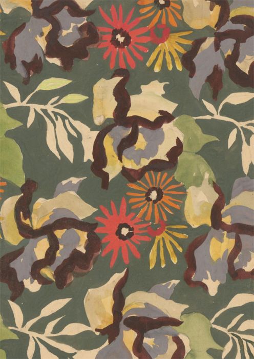 Mid 20th Century Gouache - Floral Wallpaper Design Study