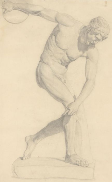 W. Thomas - Early 20th Century Graphite Drawing, The Discobolus of Myron III