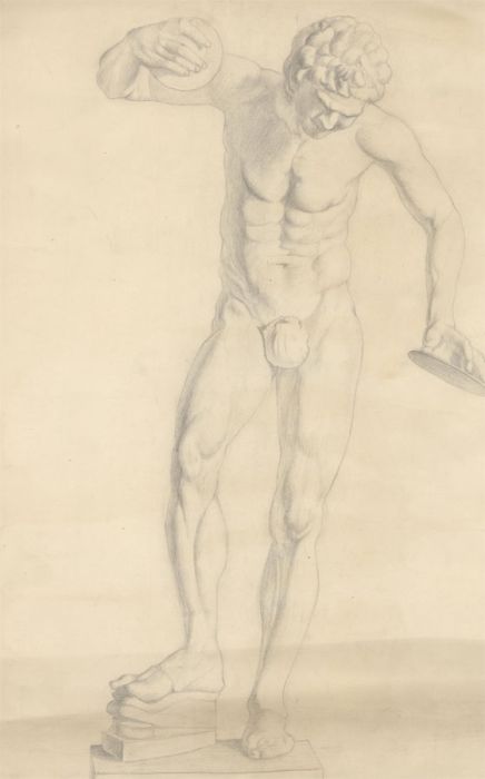 W. Thomas - 1927 Graphite Drawing, The Discobolus of Myron II
