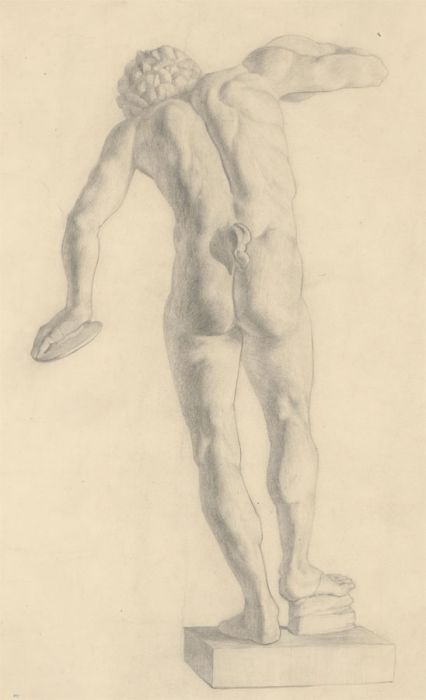 W. Thomas - Early 20th Century Graphite Drawing, The Discobolus of Myron