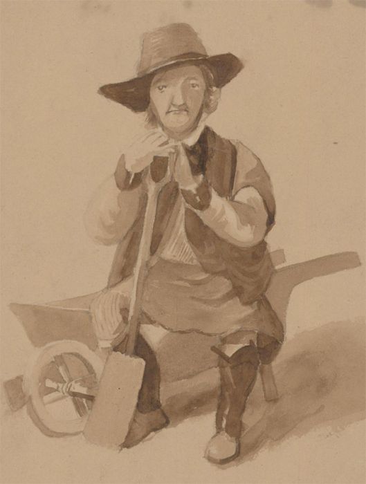 Mid 19th Century Watercolour - The Gardener