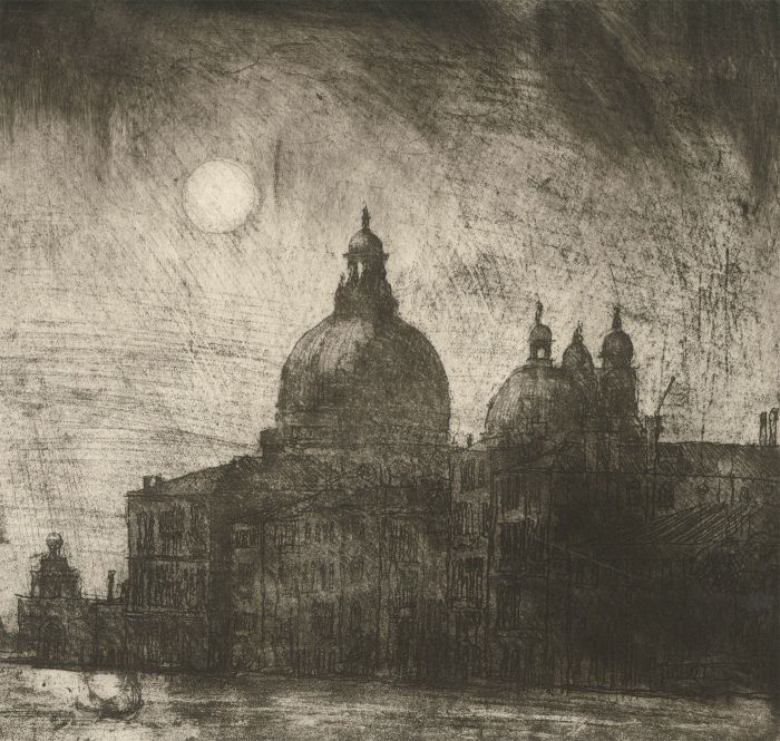 Ronald Olley (b.1923) - c. 2000 Etching, Santa Maria Della Salute in Monochrome
