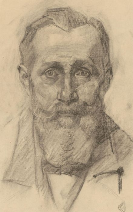 Fine Early 20th Century Charcoal Drawing - Portrait of a Bearded Gentleman