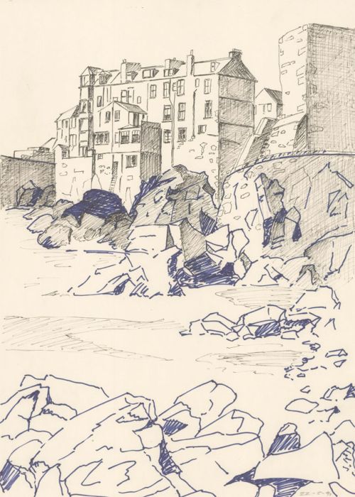 Arthur Mitson - Set of Two 1991 Pen and Ink Drawings, The Hastings Coastline