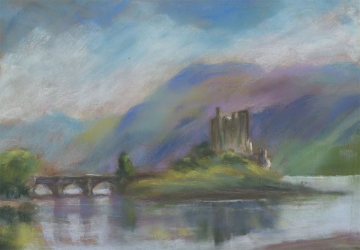 John A. Case - 20th Century Pastel, Eilean Donan Castle