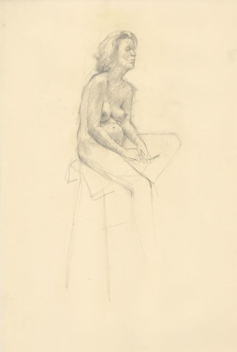Clifford H. Thompson (1926-2017) - Graphite Drawing, Seated Female Nude V