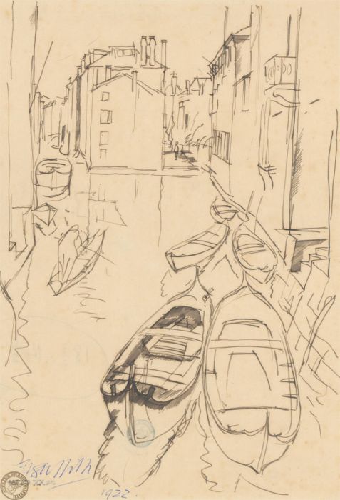 Frank Griffith (1889-1979) - 1922 Pen and Ink Drawing, Rio de la Panada, Venice