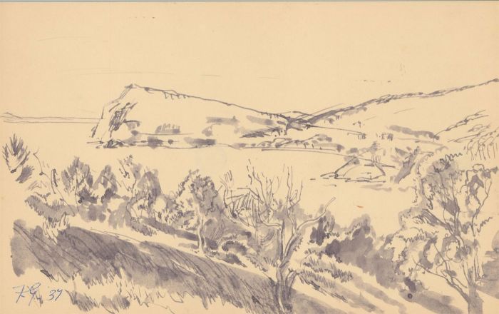 Frank Griffith (1889-1979) - 1937 Pen and Ink Drawing, Lakeland landscape
