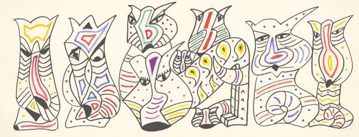 Arthur Mitson - 20th Century Pen and Ink Drawing, Surrealist Vases