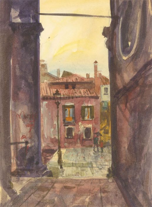 Ronald Olley (b.1923) - c. 2000 Watercolour, French Street Scene