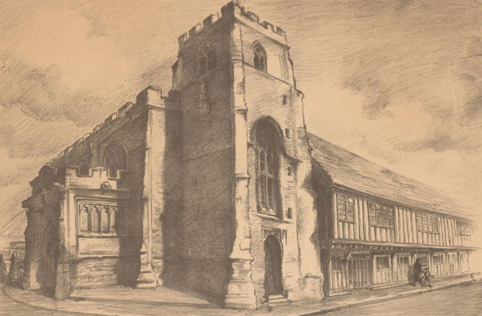 Patricia F. Arnett - Signed 1951 Lithograph, The Guild Chapel, Stratford-on-Avon