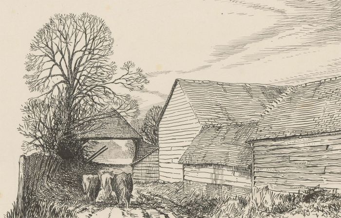 Montague M. Webb (fl.1935-1975) - 1948 Pen and Ink Drawing, Farm Yard Lane
