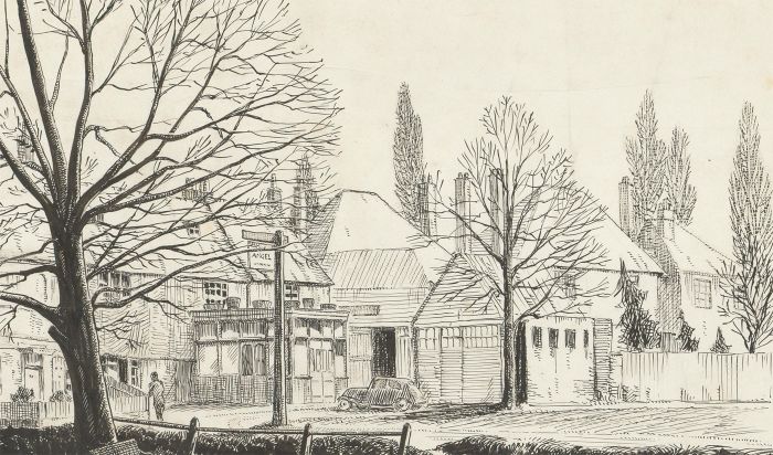 Montague M. Webb (fl.1935-1975) - 1947 Pen and Ink Drawing, Thames Ditton