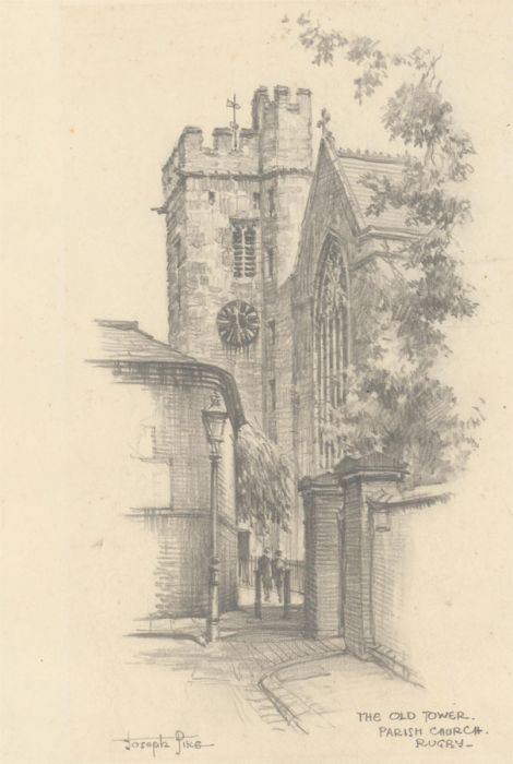 Joseph Pike - Mid 20th Century Graphite Drawing, The Old Tower, Rugby