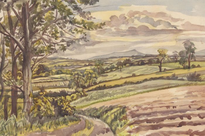 Edward Morgan (1933-2009) - 1954 Watercolour, Farmland View