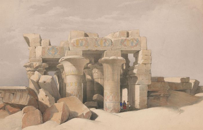 Louis Haghe (1806-1885) - Rare Mid 19th Century Lithograph, Ruins of Kom Ombo