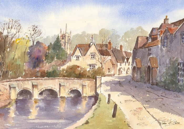 John A. Case - Signed Contemporary Watercolour, Quiet Countryside Village Scene