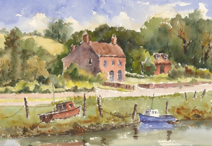 John A. Case - Contemporary Watercolour, By the River