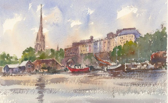 John A. Case - Contemporary Pen and Ink Drawing, St Mary Redcliffe Church