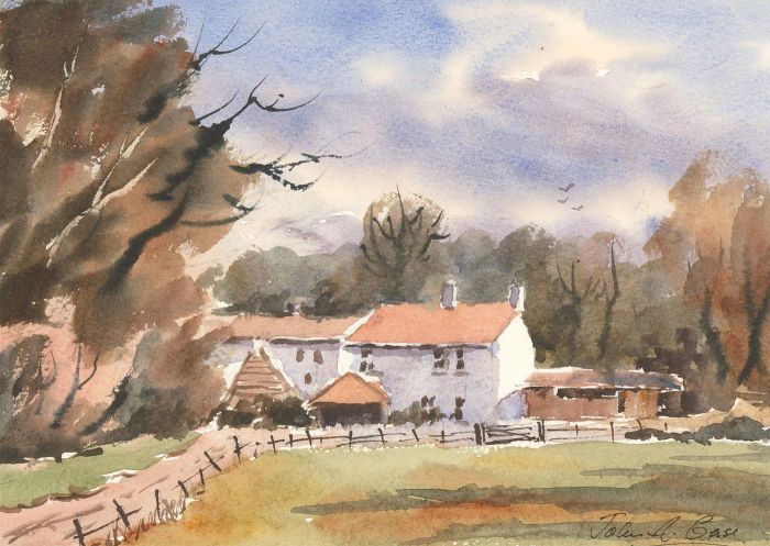 John A. Case - Signed Contemporary Watercolour, Farm, Chapel Pill