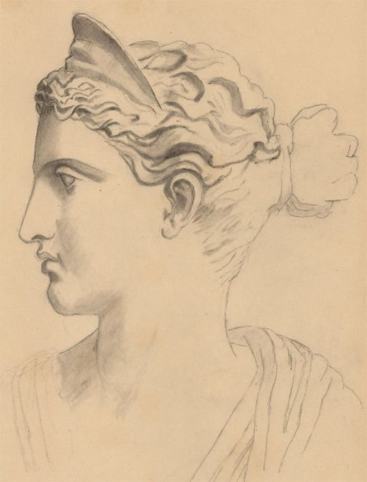 Early 20th Century Charcoal Drawing - Diana, Goddess of Nature
