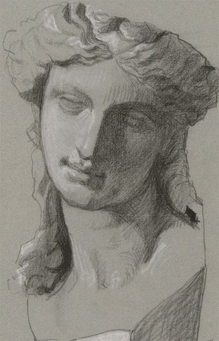 Early 20th Century Charcoal Drawing - A Roman Lady
