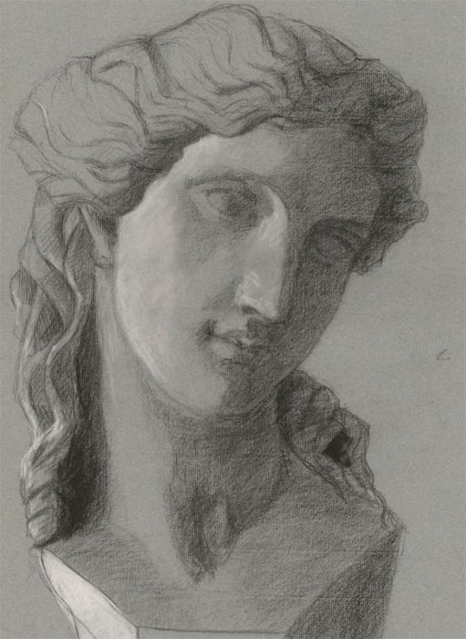 Early 20th Century Charcoal Drawing - Classical Goddess