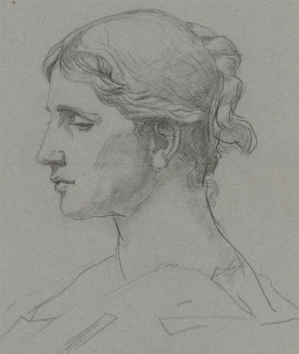 Early 20th Century Charcoal Drawing - The Thoughtful Lady