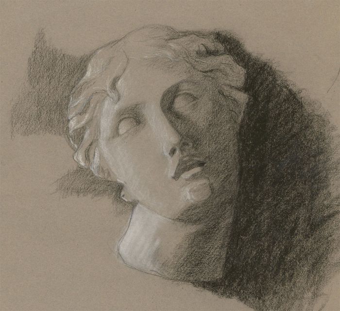 Early 20th Century Charcoal Drawing - Classical Head Study