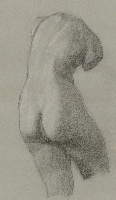 Mid 20th Century Charcoal Drawing - Standing Nude