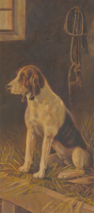 F.L.F - 1899 Oil, The Beagle in The Barn