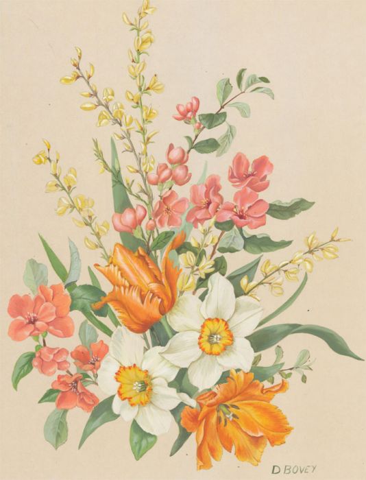 Dorothy Bovey - Mid 20th Century Gouache, Summer Bouquet