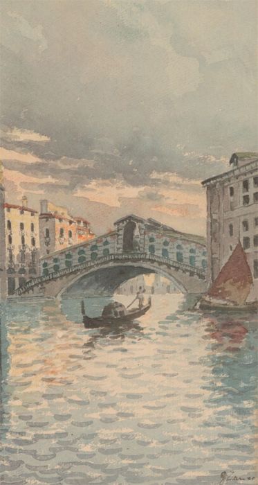 G. Zanco - Early 20th Century Watercolour, The Rialto Bridge