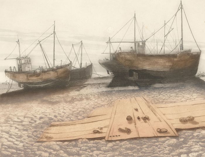 Michael Chaplin RE ARWS (b.1943) - 20th Century Etching, Fishing Boats