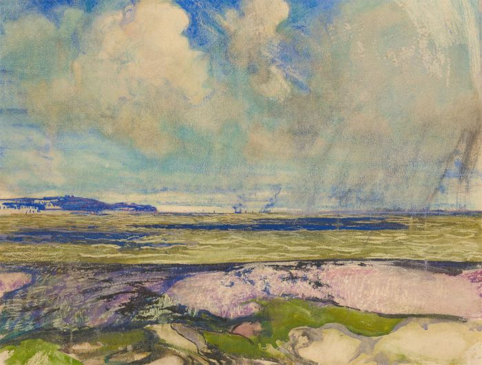 Attrib. Gerald Edward Moira (1867-1959) - Watercolour, Summer Landscape