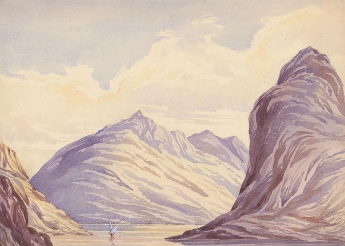 1861 Original Watercolour - Lake Lugano, Italy