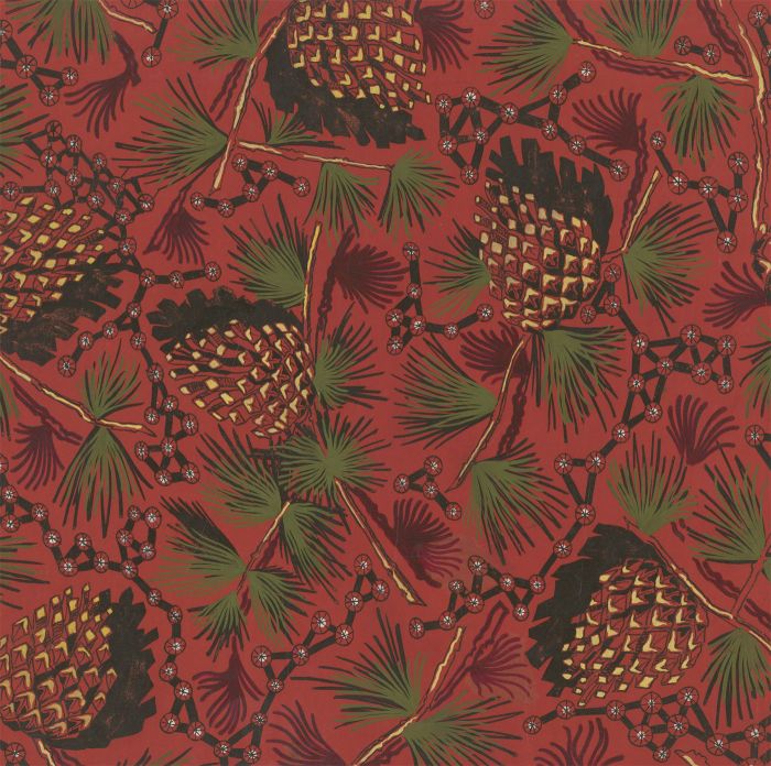 Mid 20th Century Gouache - Original Pine Cone Wallpaper Design