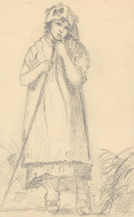 Thomas Barker of Bath (1769-1847) - Graphite Drawing, The Peasant Girl