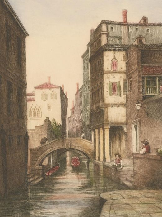 A. Dupont - Early 20th Century Etching, A Venice Street with Canal