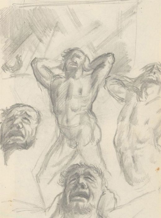 Two Late 19th Centruy Graphite Drawings - Studies of Anger