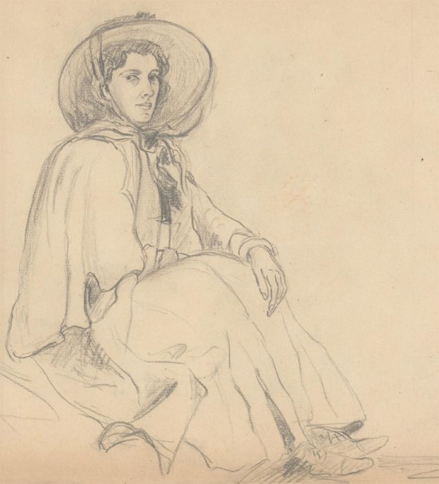 Early 20th Century Graphite Drawing - Portrait of a Lady Seated