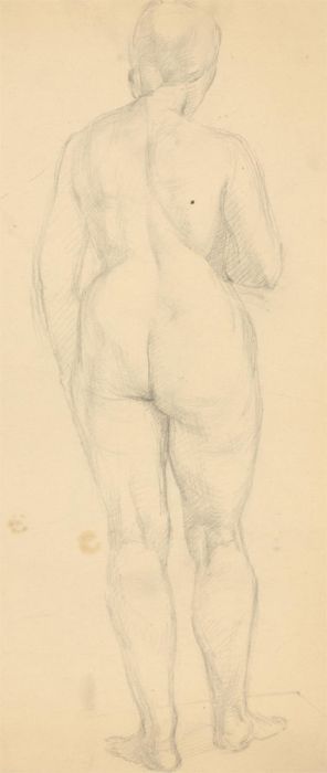 Set of Three Mid 20th Century Graphite Drawings - Study of a Standing Woman