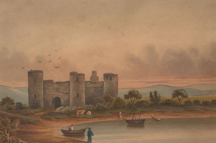 J.C.A. Marston - Mid 19th Century Watercolour, Castle Bay with Cattle