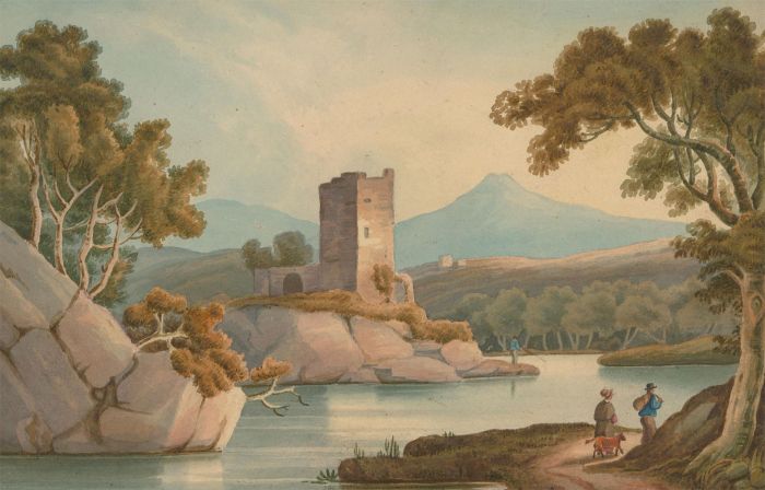 J.C.A. Marston - Mid 19th Century Watercolour, Lake Landscape