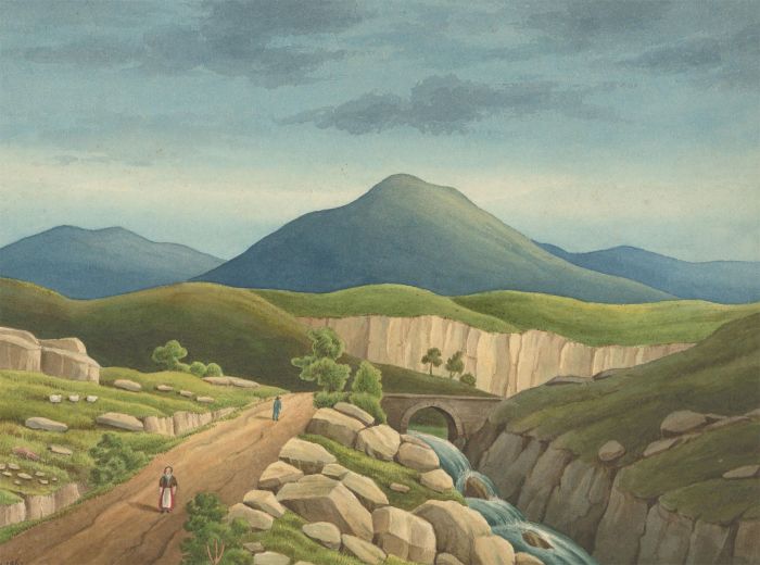 J.C.A. Marston - 1861 Watercolour, Mountainous Landscape