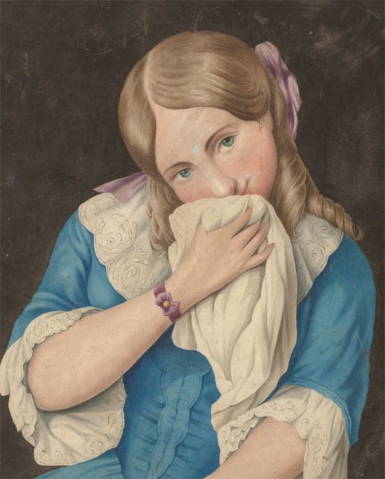 J.C.A. Marston - Mid 19th Century Watercolour, Portrait of a Young Girl