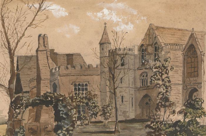 1866 Watercolour - The Gothic Mansion